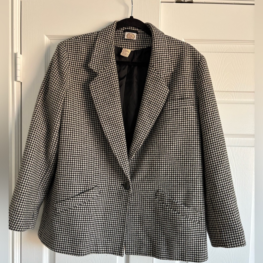 Houndstooth Wool Blazer